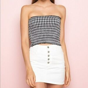 Brandy Melville John Galt White Denim Mini Skirt sz S